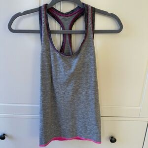 Victoria Secret Sport VSX Racerback Small Pink Gray Striped Athletic Tank Top